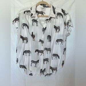 Jane and Delancey White Zebra Print Blouse